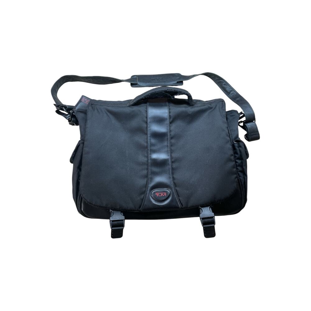 TUMI Bag Messenger Laptop Briefcase Shoulder Travel Work Nylon Black Job